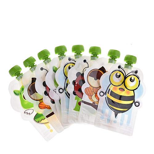 circulor 8PCS Bolsa Reutilizable Fruta Bebe Bolsa De Almacenamiento De Alimentos Sellada Reutilizable Puré De Fruta Casero 150ML