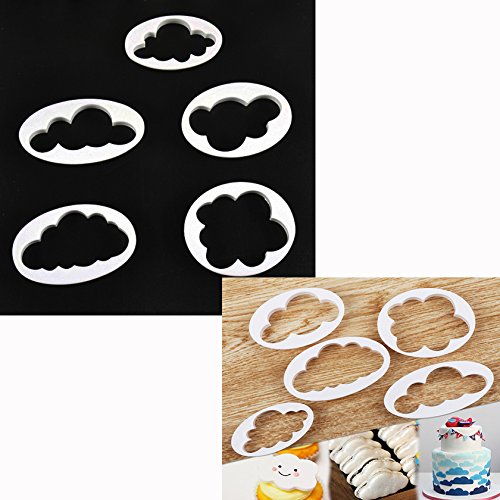 Cisixin 5pcs Nubes de Patrón Molde Pastel, Cake Hornear Molde Torta Decoración de Molde