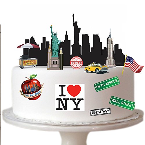 Ciudad de Nueva York escena hecho de papel comestible perfecto para la decoración de tu cumpleaños Cakes- fácil de usar