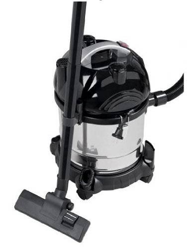 Clatronic BS 1285 Aspiradora en seco y húmedo, 1600 W, 20 litros, 1 Decibelios, Negro/Acero inoxidable