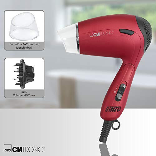 Clatronic HTD 3429 - Secador de pelo, color rojo metálico