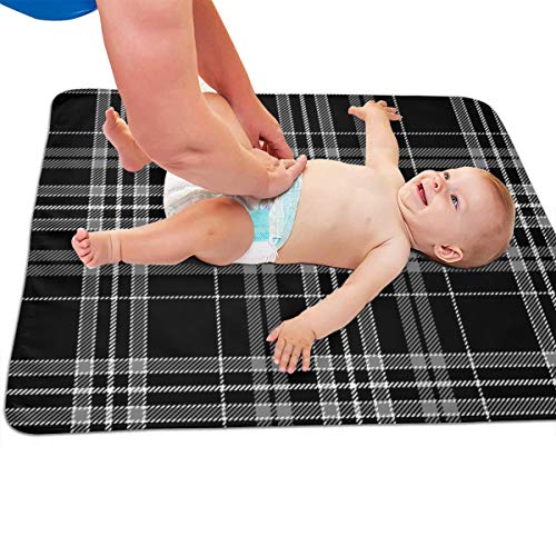 Clergy Grey And Black Tartan, Bed Pad Washable Waterproof Urine Pads for Baby Toddler Children and Adults 31.5 X 25.5 inch