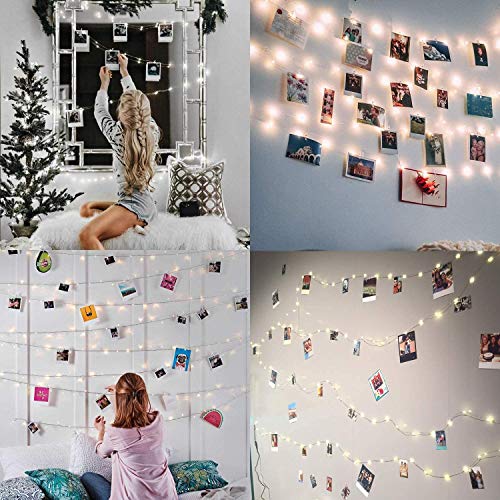 Clip Cadena de Luces LED USB,LECLSTAR 10m 100 LED Fotoclips Guirnalda de Luces con 50 Pinzas,ideal para Hogar, Pared, Navidad, Fiesta, Boda,Decoraciones de Dormitorio