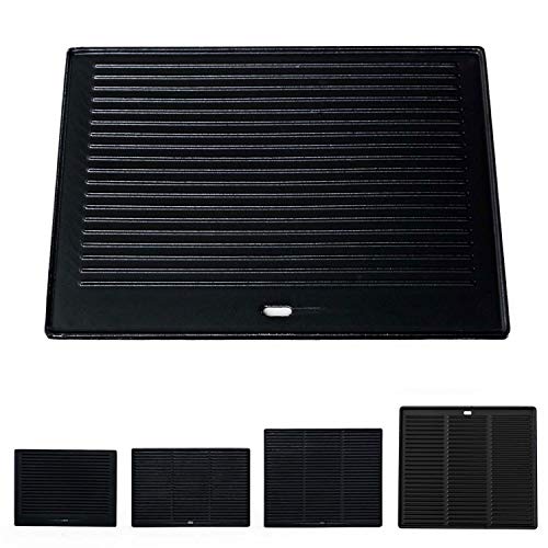 CLP Placa Parrilla de Hierro Fundido para la Parrilla de Gas I Parrilla de Carbón y Parrilla Eléctrica I Placa Parrilla Reversible con Superficie Acanalada y Lisa I Tamaño: 41,3 x 30,5 cm, Antracita