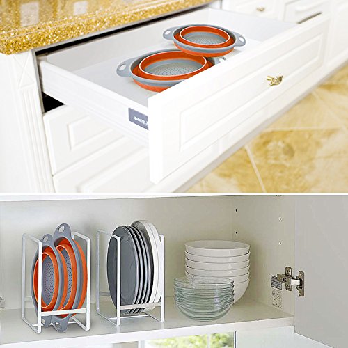 Coladores Cocina, Diealles Cocina Plegable Colador de Silicona Colador Plegable Cesta de Frutas Lavado Escurridor para Cocina Uso Doméstico (Naranja)