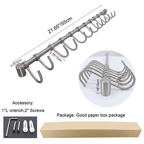 Colgador de Toallas Multifuncional Bastidores Colgantes para Accesorios de Cocina y Baño Acero Inoxidable de 55 cm con 12 Ganchos