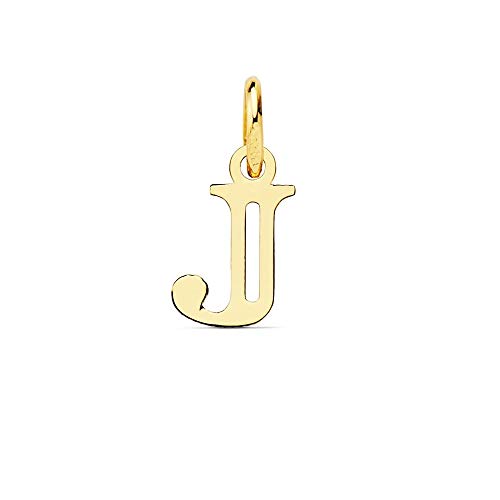 Colgante oro 18k letra J mayúscula 11mm. doble tira calada lisa