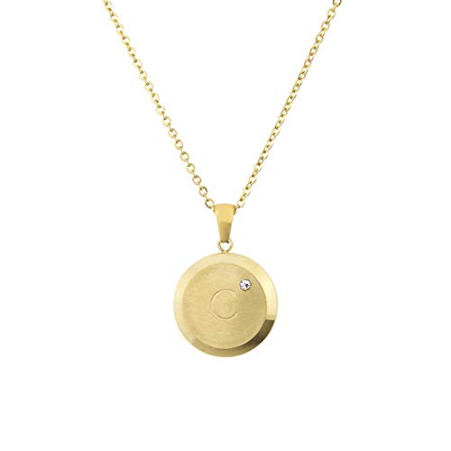 Collar de acero inoxidable con diamantes-26 letras de acero de titanio colgante de oro Inglés,VS