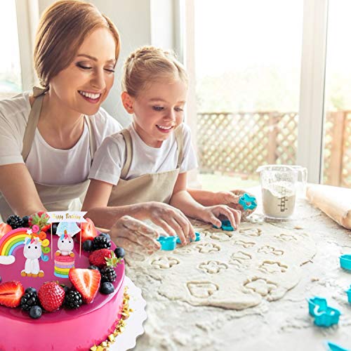 Colmanda Unicorn Cake Topper, Cake Decoración Unicorn Cupcake Topper con Cloud Rainbow Star Moon Globos de Colores para Tarta con diseño de Unicornio Chicas Niños Cumpleaños