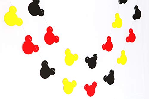 Colorfull - Guirnalda de Mickey Mouse (rojo, negro, amarillo), decoración de cumpleaños, decoraciones de fiesta, decoración de fiesta, decoración creativa