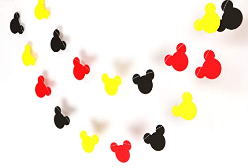 Colorfull - Guirnalda de Mickey Mouse (rojo, negro, amarillo), decoración de cumpleaños, decoraciones de fiesta, decoración de fiesta, decoración creativa