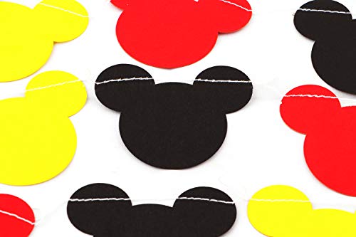 Colorfull - Guirnalda de Mickey Mouse (rojo, negro, amarillo), decoración de cumpleaños, decoraciones de fiesta, decoración de fiesta, decoración creativa