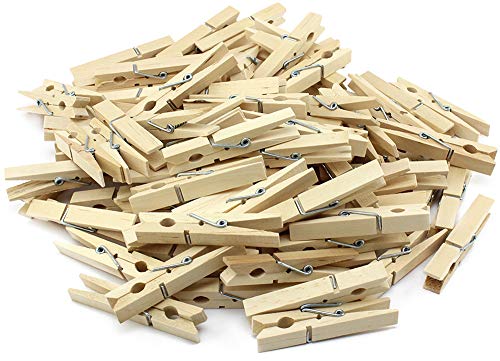com-four® Pinzas Naturales para la Ropa, Pinzas Resistentes de Madera de Abedul (100 Piezas)