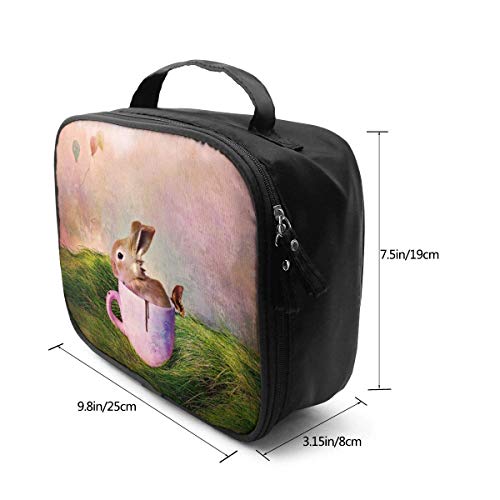 Conejo Conejo de Pascua Bolsa de cosméticos de Viaje de Copa de Vino, Capacidad Cremallera Organizador Bolsa de Maquillaje con asa Superior Bolsa de Almacenamiento portátil para Mujeres