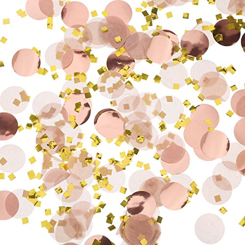 Confeti de Papel de Aluminio Confeti de Papel de Seda Puntos para Decoración de Fiesta de Boda Cumpleaños, 1,76 oz (Confeti Dorado Rosado)