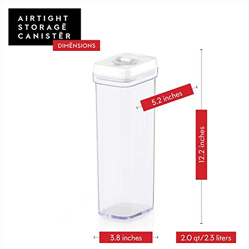 Contenedor de almacenamiento de alimentos con tapas, plástico hermético, libre de BPA, mantiene la comida fresca seca con etiquetas y marcador de tiza 2,3 L (juego de 2 piezas)