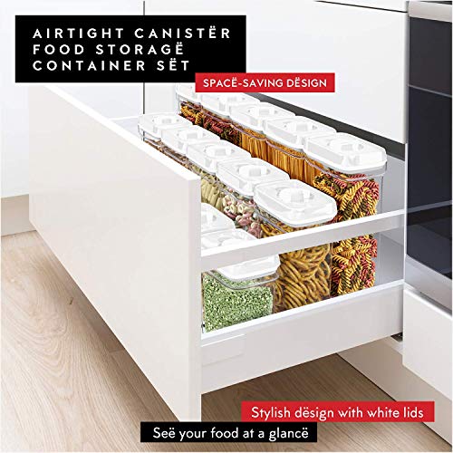 Contenedor de almacenamiento de alimentos con tapas, plástico hermético, libre de BPA, mantiene la comida fresca seca con etiquetas y marcador de tiza 2,3 L (juego de 2 piezas)