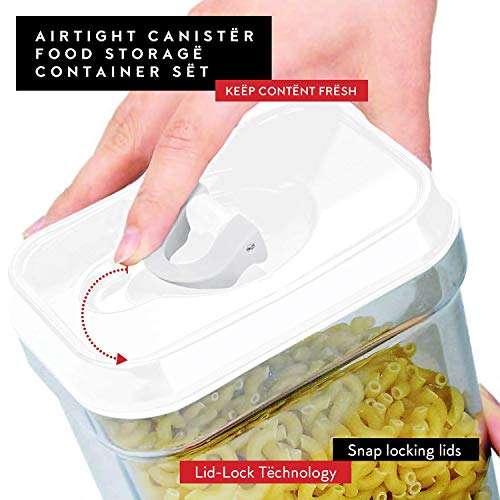 Contenedor de almacenamiento de alimentos con tapas, plástico hermético, libre de BPA, mantiene la comida fresca seca con etiquetas y marcador de tiza 2,3 L (juego de 2 piezas)