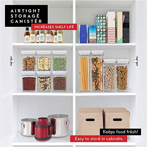 Contenedor de almacenamiento de alimentos con tapas, plástico hermético, libre de BPA, mantiene la comida fresca seca con etiquetas y marcador de tiza 2,3 L (juego de 2 piezas)