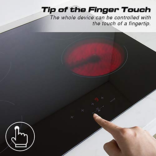 COOKPAD Vitrocerámica con 4 Zonas de cocción, Quemador eléctrico de Estufa de 60 cm, Cocina de Vidrio Negro [Clase energética A +]