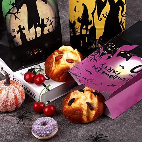 Cooraby 30 bolsas de papel para Halloween Goodie Bolsas de Halloween Calabaza Bolsas de Truco o Trato Bolsas de Papel para Suministros de Fiesta