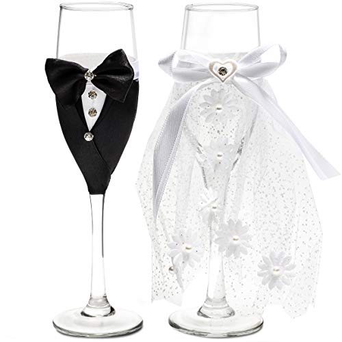 Copas de champán para novia y novio (juego de 2)