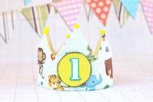 Corona cumpleaños animales de la jungla, regalo de cumpleaños niños