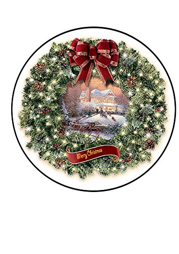 Corona de Navidad Vintage de estilo tradicional en decoración lámina de glaseado comestible decoración para tarta para – perfecto para decorar tartas.