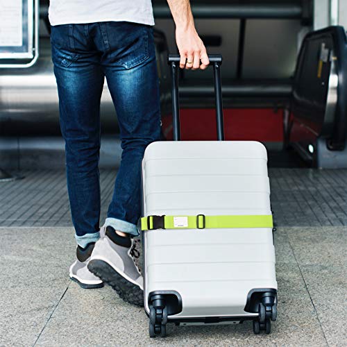 Correas para Equipaje, Cinturones de la Maleta Ajustables de Equipaje de Viaje Cinturones, Accesorios de Viaje Embalaje con Ranura para Etiquetas de identificación (2 - Verde)