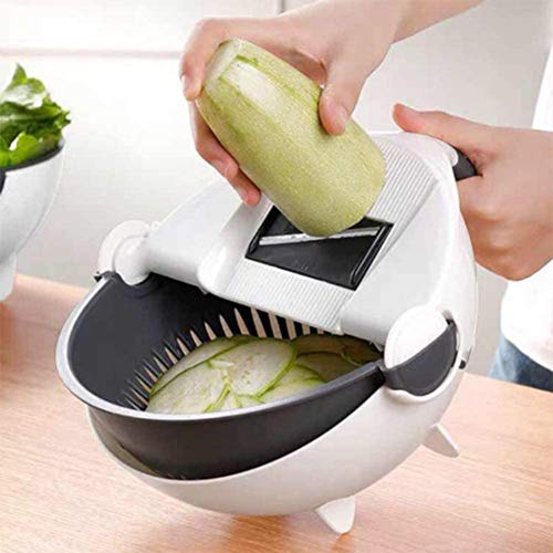 Cortadora De Verduras Multifunción Con Cesta De Drenaje Cortadora Mágica Cortadora De Verduras Multifunción De Gran Capacidad Cortadora De Verduras Rebanadora Herramienta De Cocina Con 9 Cuchillas Par