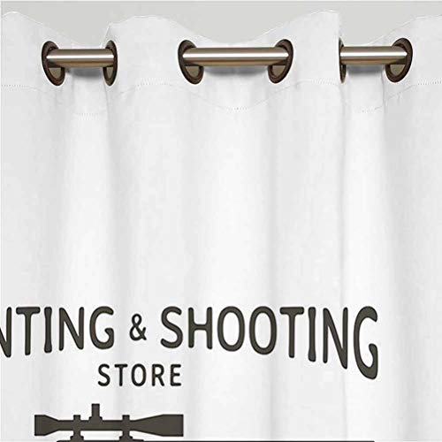 Cortinas opacas anchas con diseño de logotipo vintage para caza y tiro con silueta de rifle, cortinas estampadas, panel individual de 160 x 182 cm, para puerta corredera Blac