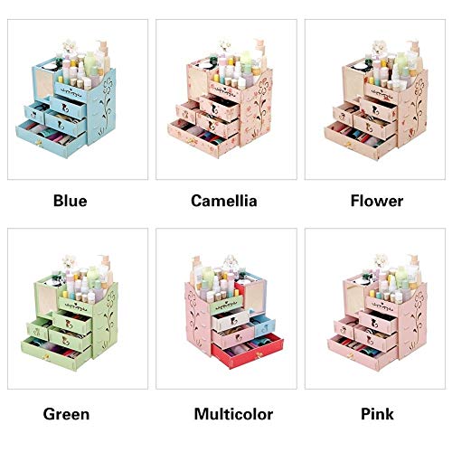 Cosmetic jewelry storage box Caja de almacenamiento caja de almacenamiento espejo de aumento de gran capacidad de ensamblaje de madera de varios cajón de caja de almacenamiento caja de la joyería