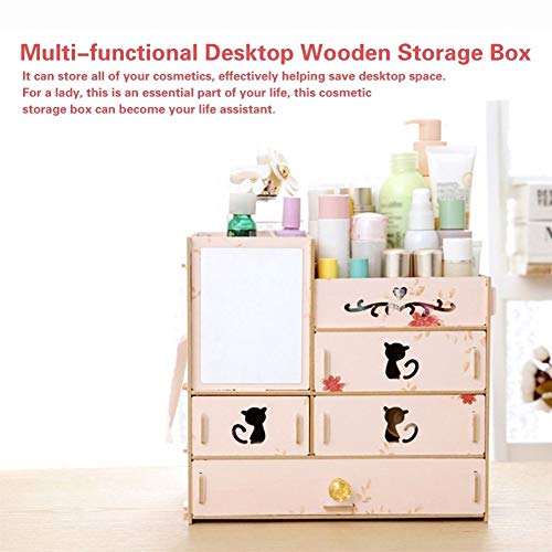 Cosmetic jewelry storage box Caja de almacenamiento caja de almacenamiento espejo de aumento de gran capacidad de ensamblaje de madera de varios cajón de caja de almacenamiento caja de la joyería