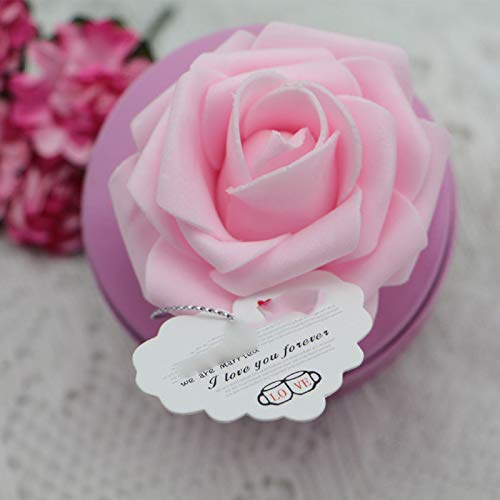 Cratone cajas de regalo de caramelos con forma redonda, para bodas, fiestas, cumpleaños, decoración, Rojo, 7,5 cm