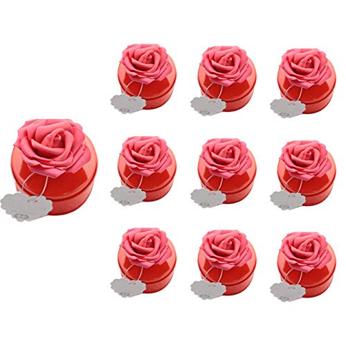 Cratone cajas de regalo de caramelos con forma redonda, para bodas, fiestas, cumpleaños, decoración, Rojo, 7,5 cm