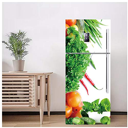 Creativo Patrón de frutas y verduras Etiqueta de refrigerador Pvc Refrigerador Puerta Cocina Autoadhesivo Pegatinas de pared Decoración Nevera Renovación 60 * 150 cm