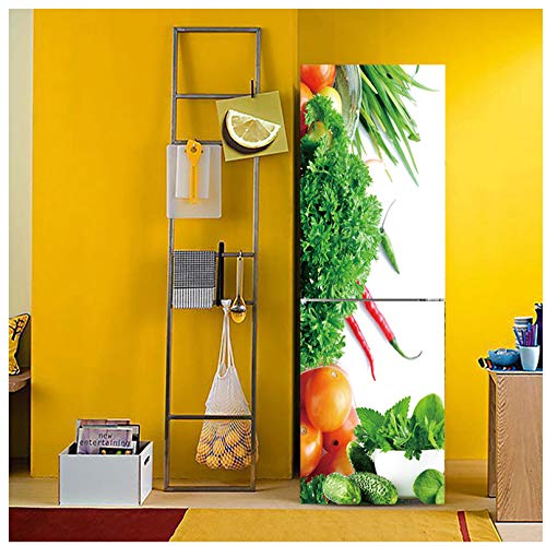 Creativo Patrón de frutas y verduras Etiqueta de refrigerador Pvc Refrigerador Puerta Cocina Autoadhesivo Pegatinas de pared Decoración Nevera Renovación 60 * 150 cm