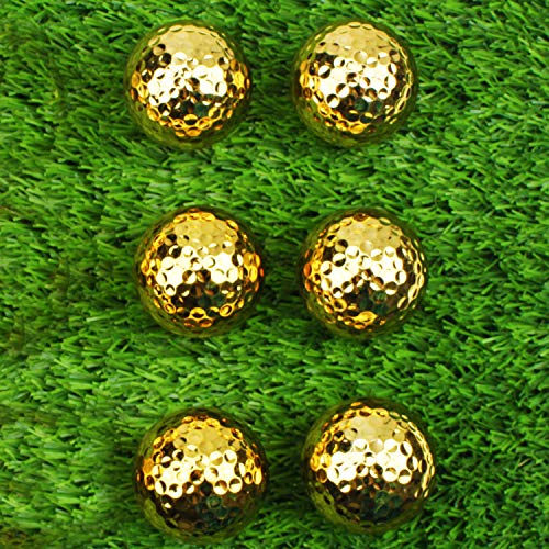 CRESTGOLF Pelotas de Golf - Pelota de Cromo metálico Dorado, Pelotas de Golf Doradas de Goma para Ejercicio al Aire Libre (6 Piezas)