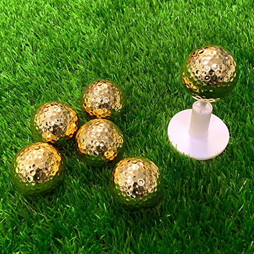 CRESTGOLF Pelotas de Golf - Pelota de Cromo metálico Dorado, Pelotas de Golf Doradas de Goma para Ejercicio al Aire Libre (6 Piezas)