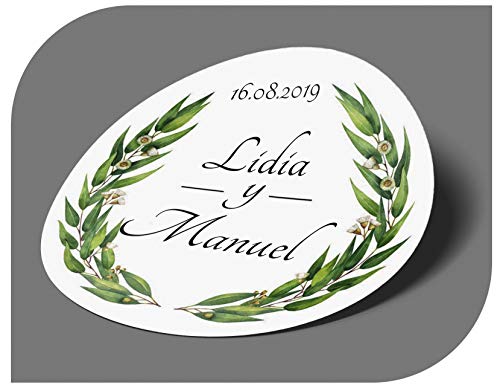 CrisPhy Pegatinas Personalizadas Boda con Nombre y Fecha, Etiquetas Adhesivas para Invitacion Boda Bautizo Compromiso Cumpleaños Fiesta Navidad Vintage Sellos