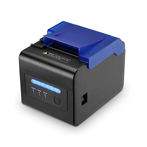 [Cubierta Protectora] Impresora Térmica 300 mm/Sec 80mm / Receipt Ticket Impresión/Interfaz USB/Serial/LAN Impresora de Cocina Profesional con Tapa