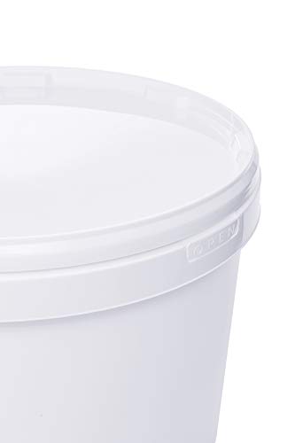 Cubo con tapa blanca de plástico, con asa y asa de alta calidad (5, 10 litros)