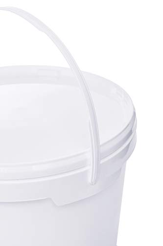 Cubo con tapa blanca de plástico, con asa y asa de alta calidad (5, 10 litros)