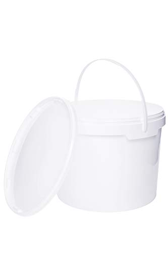 Cubo con tapa blanca de plástico, con asa y asa de alta calidad (5, 10 litros)