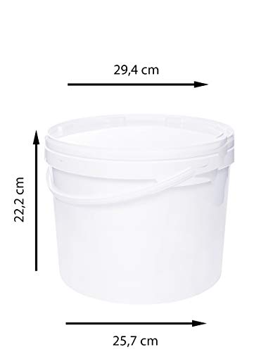Cubo con tapa blanca de plástico, con asa y asa de alta calidad (5, 10 litros)