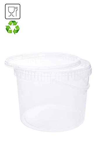 Cubo con tapa, cubo de plástico, tapa con asa, apto para alimentos 10 Litros transparente