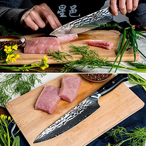 Cuchillos de Cocina Profesional Damasco Afilado 20cm Mango Ergonómico G10 la Casa o Restaurante