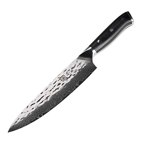 Cuchillos de Cocina Profesional Damasco Afilado 20cm Mango Ergonómico G10 la Casa o Restaurante