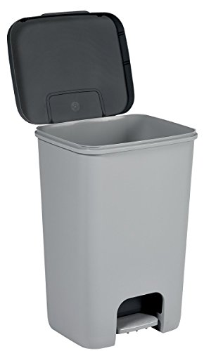 Curver 229241 Cubo De Basura Essentials, Cuerpo Gris / Tapa Antracita, 35.4x31.1x53 cm