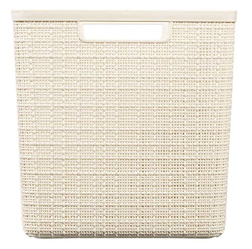CURVER Cesta Jute 100% plástico Reciclado Cuadrada, Blanco Roto, L: 17 L